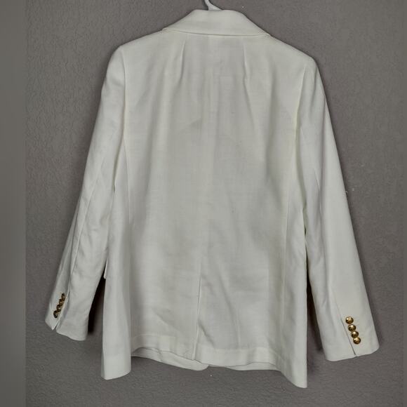 J. CREW Bristol Stretch Linen Double Breasted Blazer White Jacket Size 4 - Picture 4 of 14